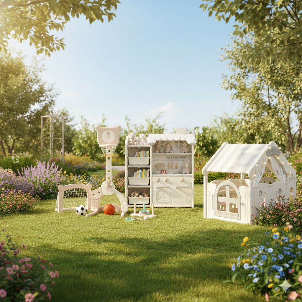 Summer Sale met stapels dozen en producten in opslagruimte