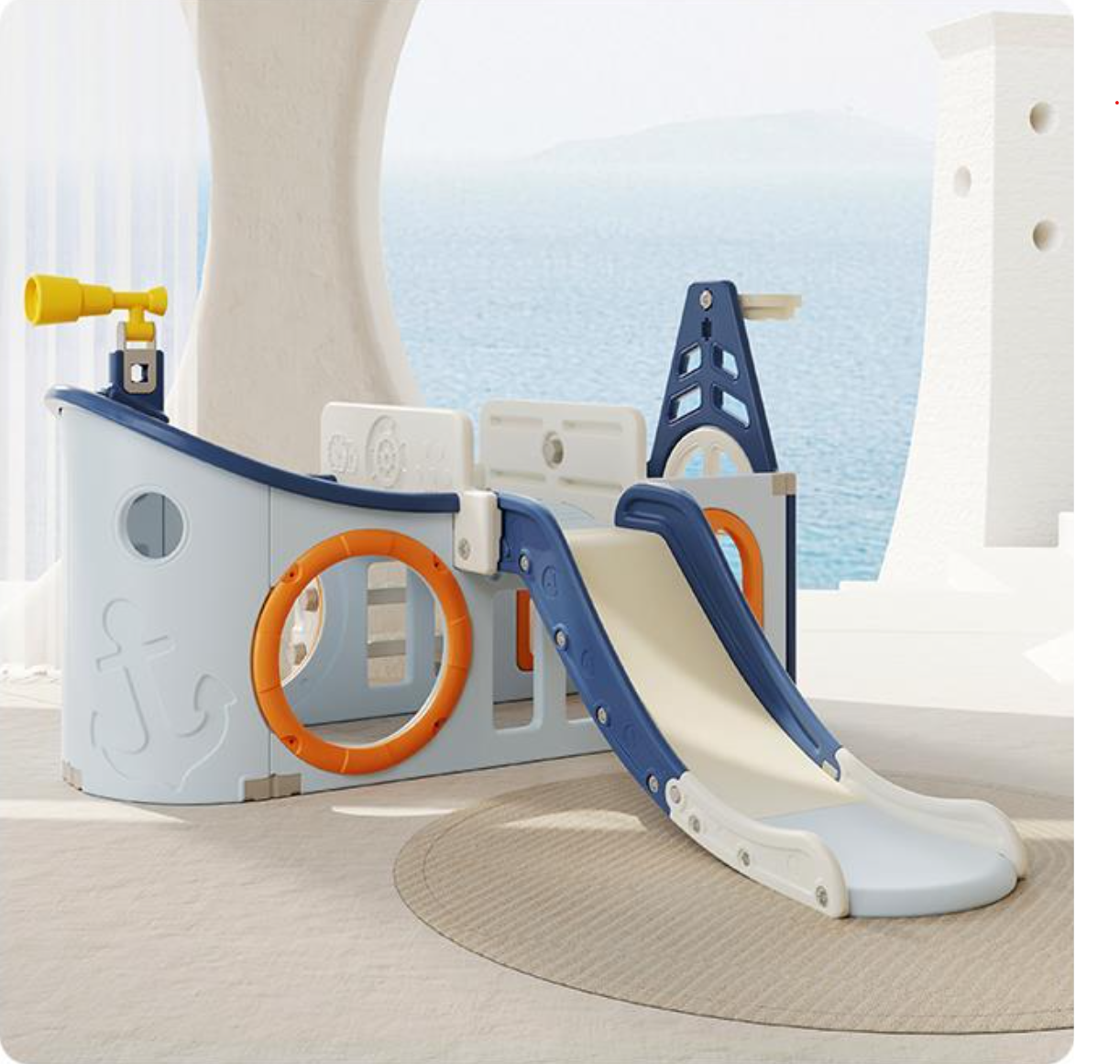 Speeltoestel/Speelhuis/Speelboot Blauw met glijbaan voor binnen en buiten