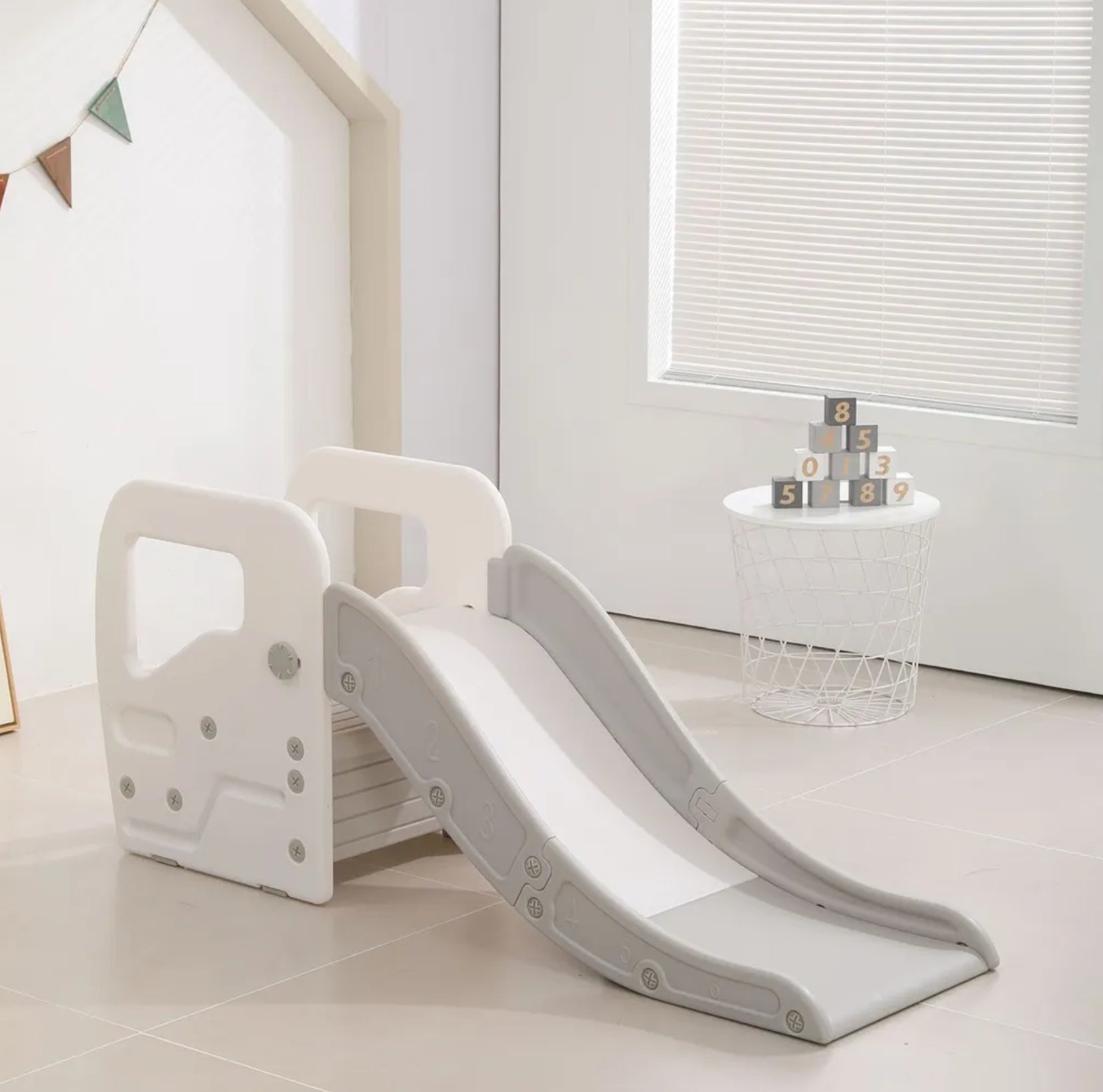 Glijbaan 2 in 1 Wit/Grijs voor binnen en buiten