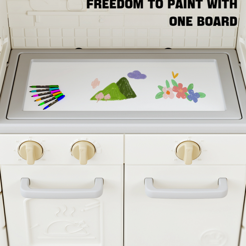 Speelkeuken Grijs | Neutrale kunststof keuken met opbergbakken