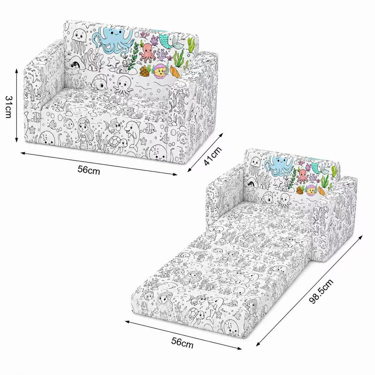 Kinderfauteuil Zelfinkleurbaar Aqua | Russle