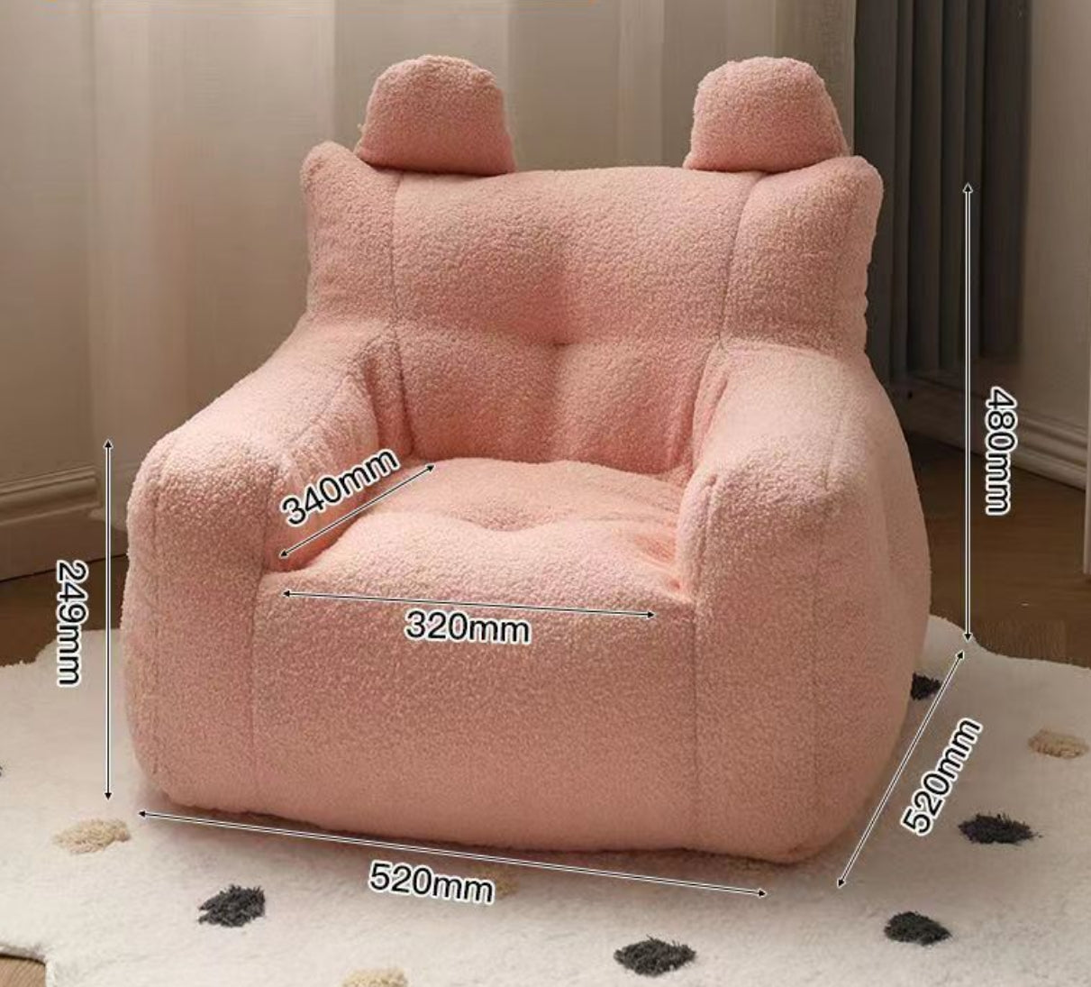 Kinderfauteuil Zitzak Poef Beer Teddy Roze