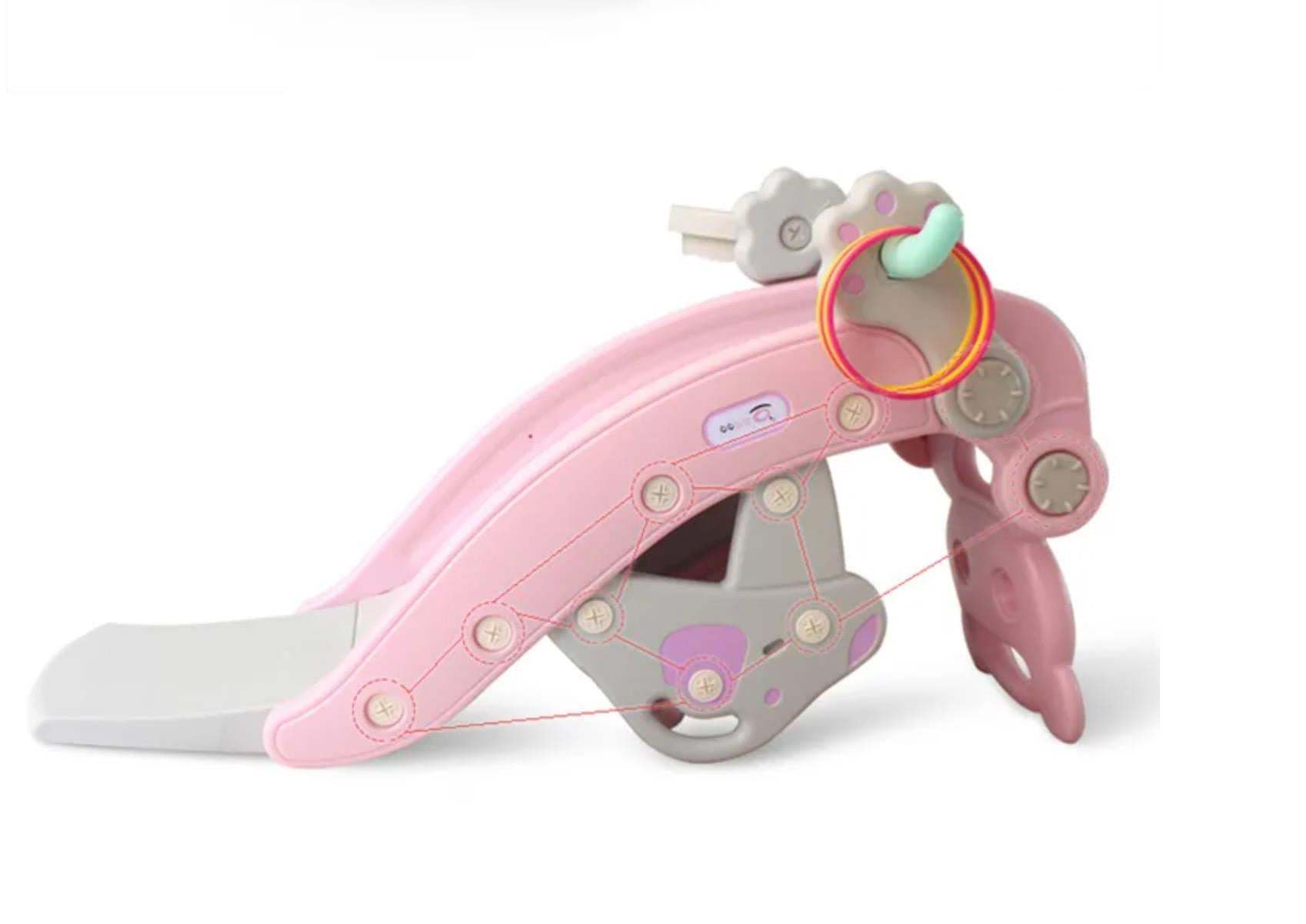 Hobbeldier Roze Beer 2-in-1 pink rocking bear and slide kids toy playground equipment