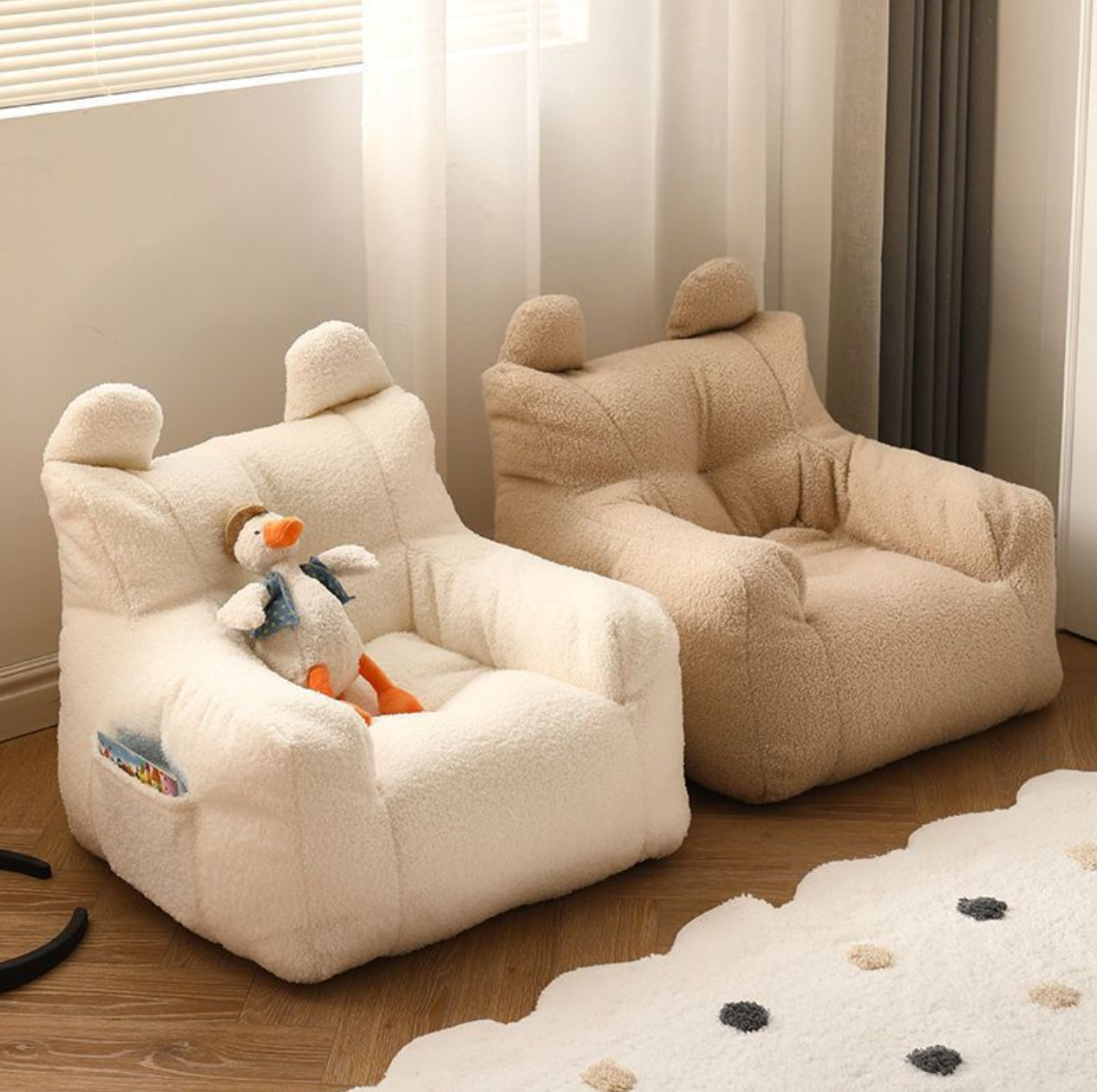 Kinderfauteuil Zitzak Poef Beer Teddy Grijs