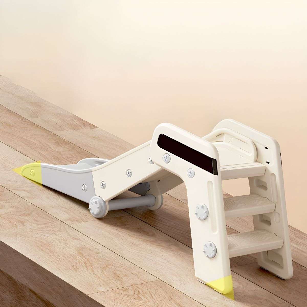 Glijbaan Peuter modern inklapbaar wit/grijs voor binnen en buiten met antislip treden
