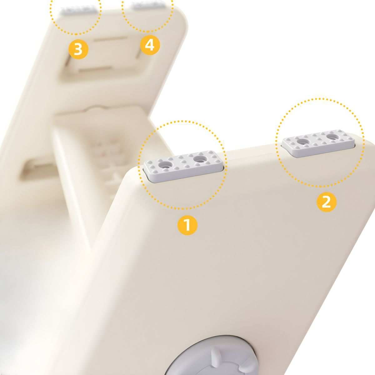 Close-up of the white and pink foldable toddler slide with anti-slip features for indoor and outdoor use