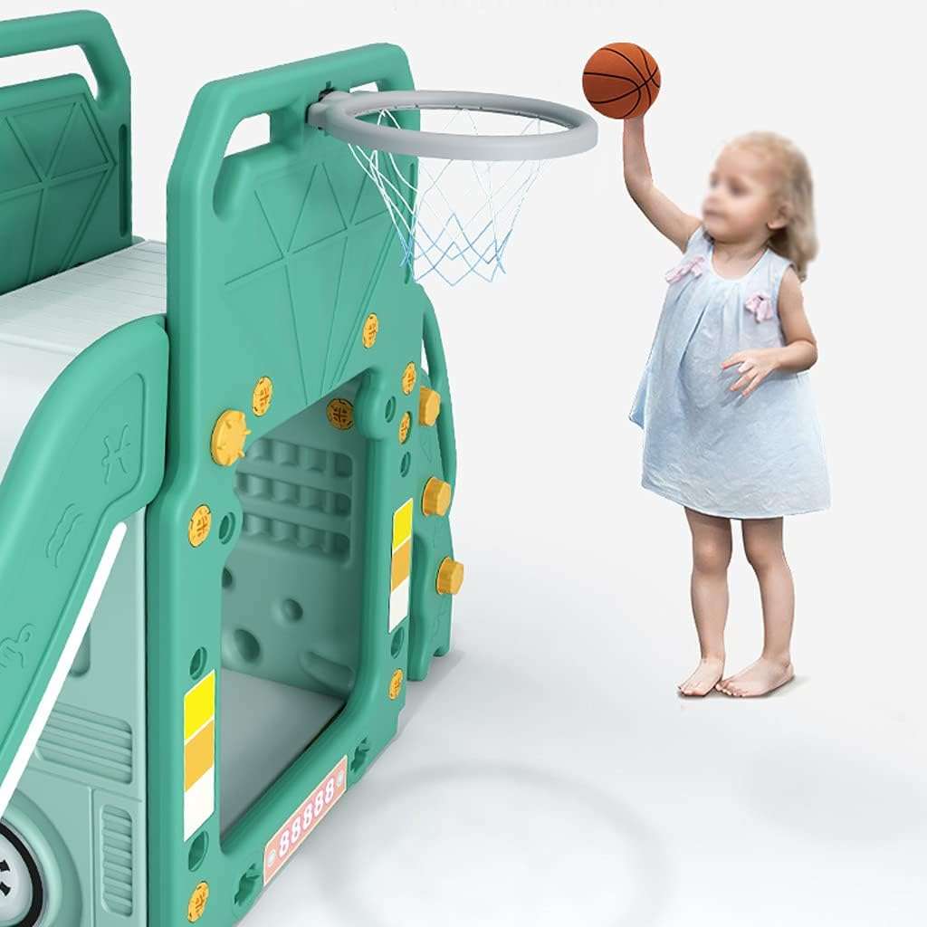Speeltoestel Peuter robust green bus with slide for indoor and outdoor play