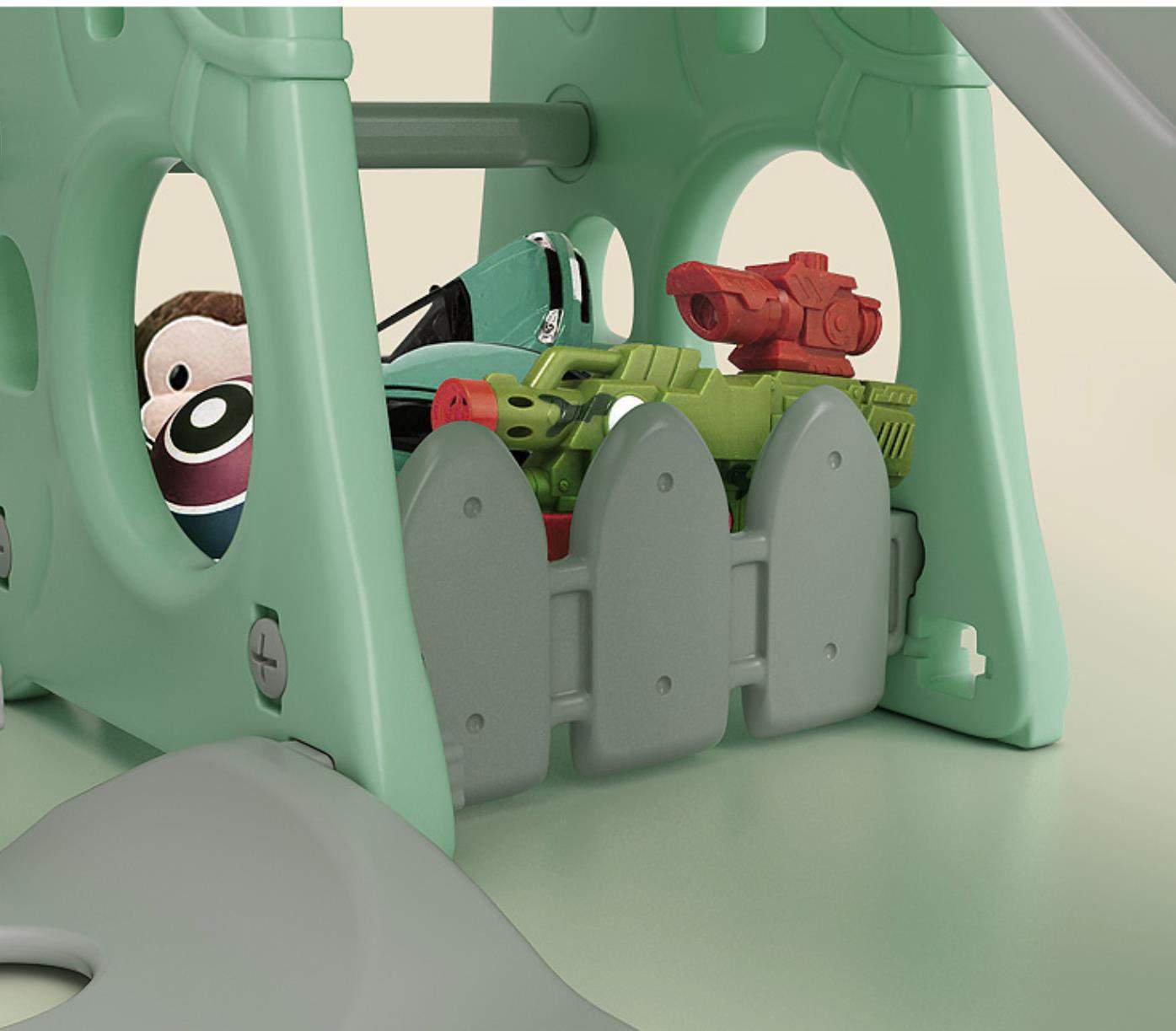 Speeltoestel Toren Huis mint groen kunststof kinderspeeltoestel met glijbaan en antislip treden