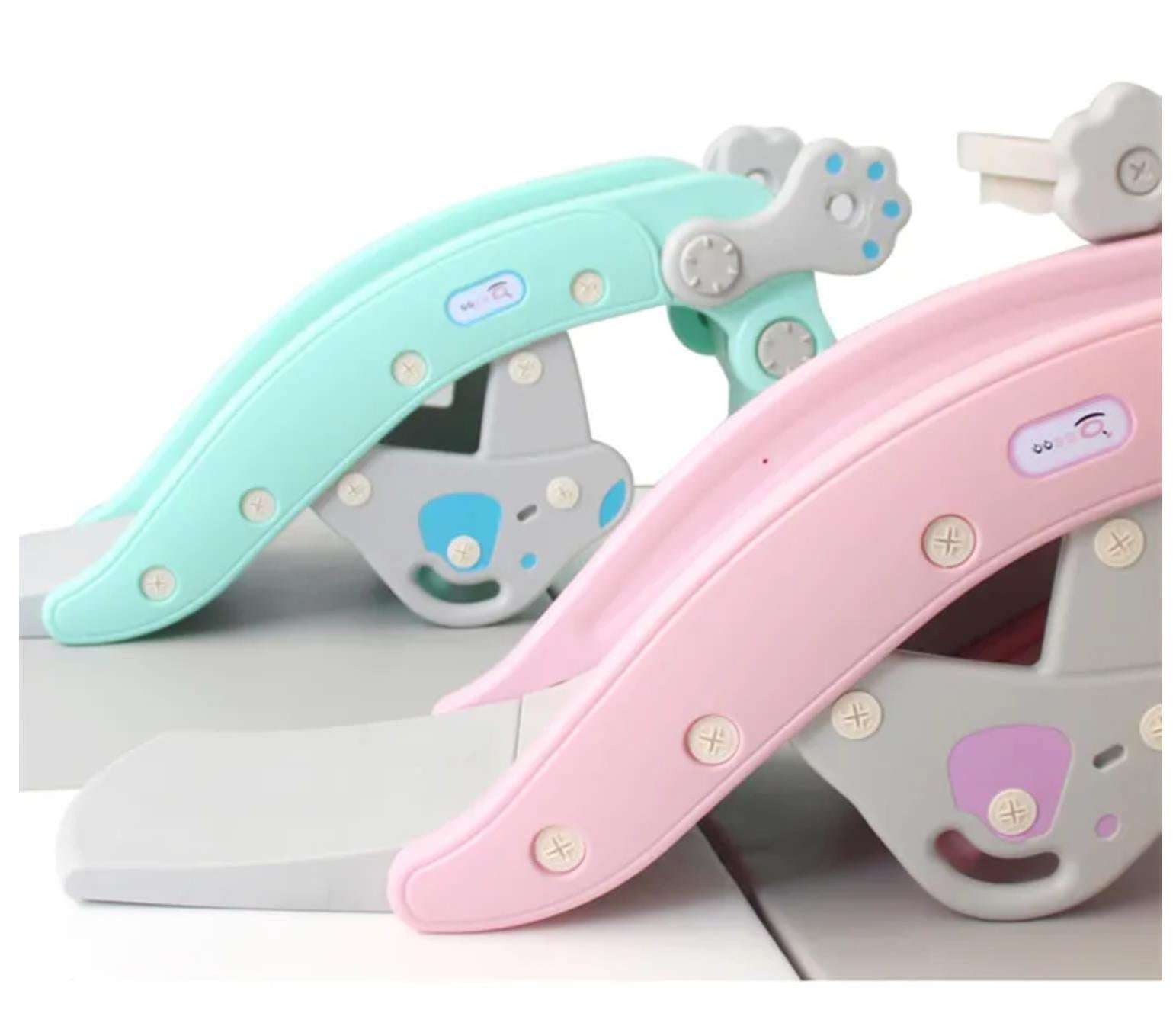 Hobbeldier Mint Groen Beer 2-in-1 speelgoed glijbaan en hobbelbeer in kunststof mintgroen kleur