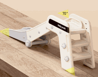 Glijbaan Modern Inklapbaar peuter wit/blauw met antislip treden voor binnen en buitengebruik