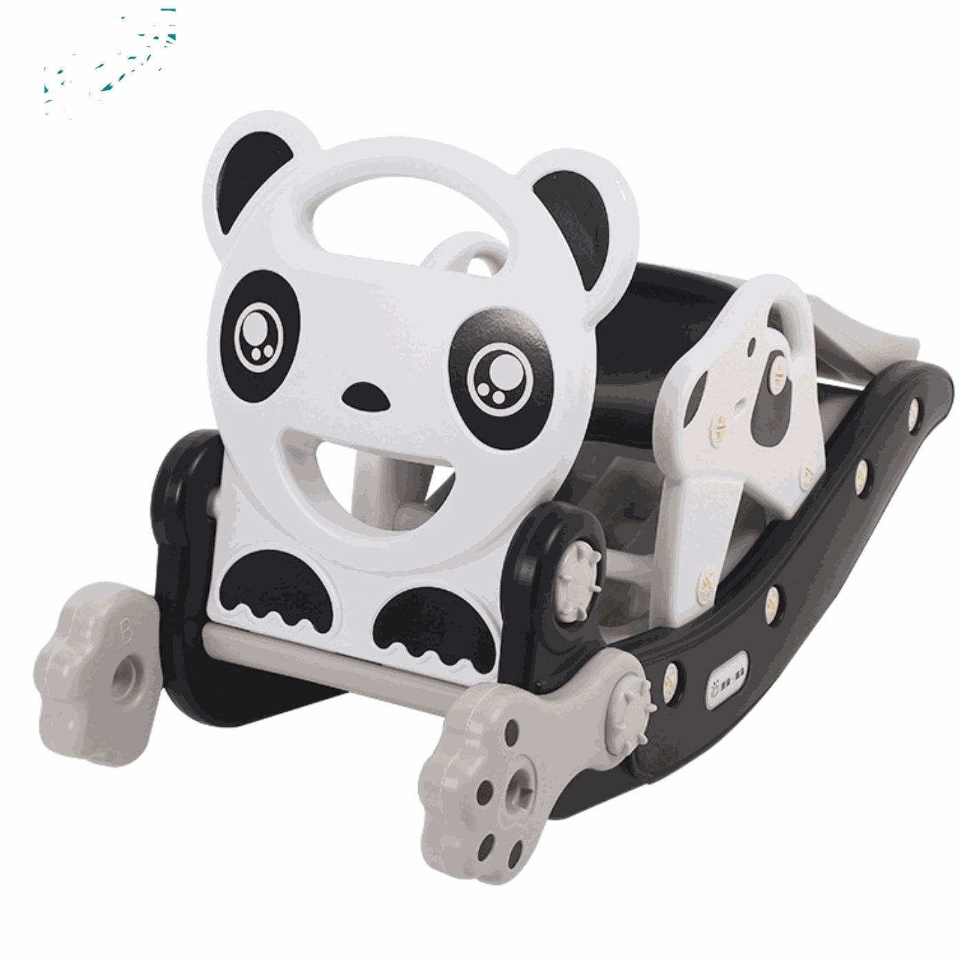 Zwart-wit panda hobbeldier speelgoed voor kinderen met glijbaan en duurzaam kunststof