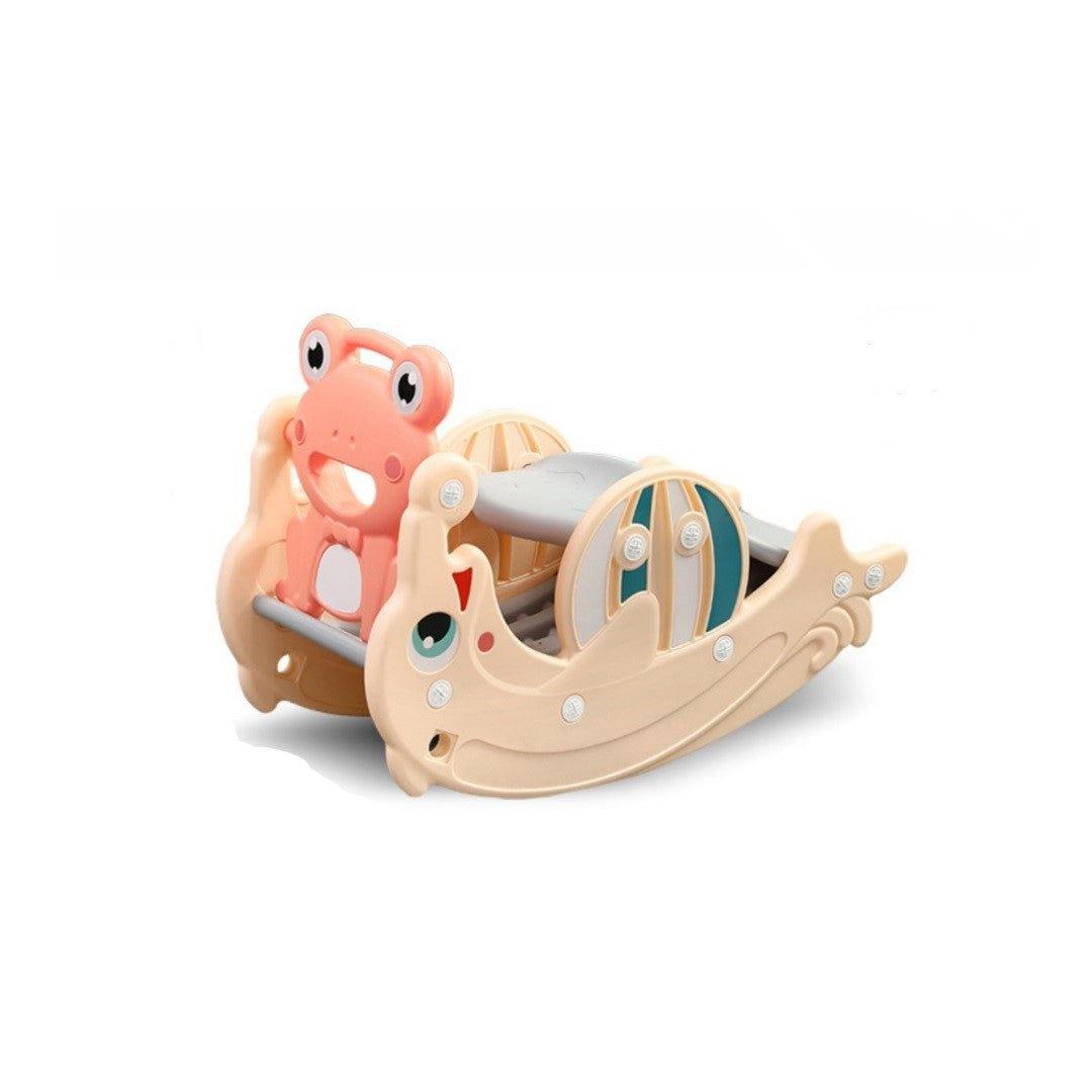 Hobbeldier Peach Roze kikker-dolfijn 2-in-1 hobbelpaard en glijbaan speelgoed voor kinderen