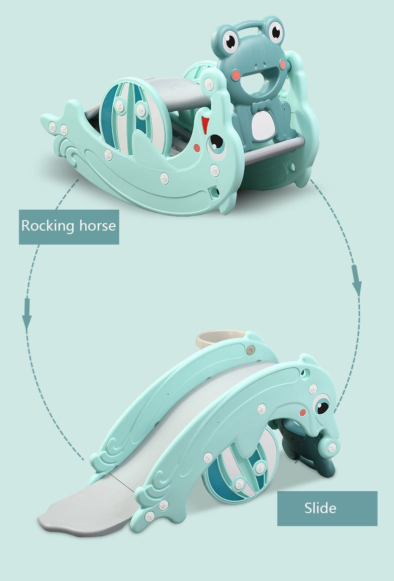 Hobbeldier Peach Roze 2-in-1 frog dolphin rocking horse and slide for kids