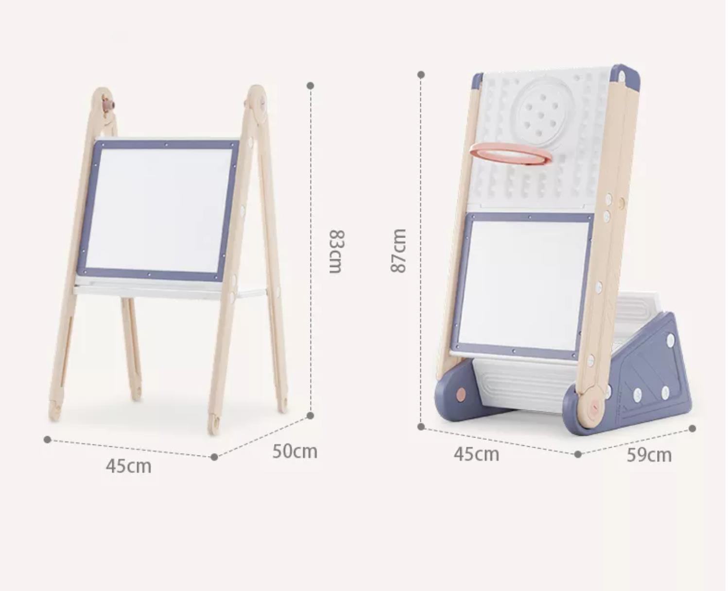 Glijbaan 4 in 1 multifunctionele kinder speeltoestel met glijbaan, tekenbord en basketbalstandaard in duurzaam kunststof