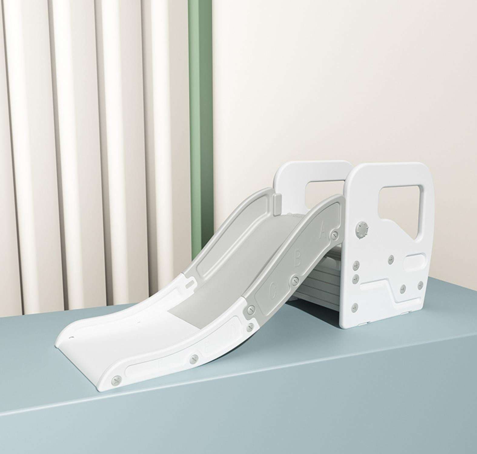 Glijbaan 2 in 1 wit/grijs peuterglijbaan van duurzaam kunststof met antislip treden