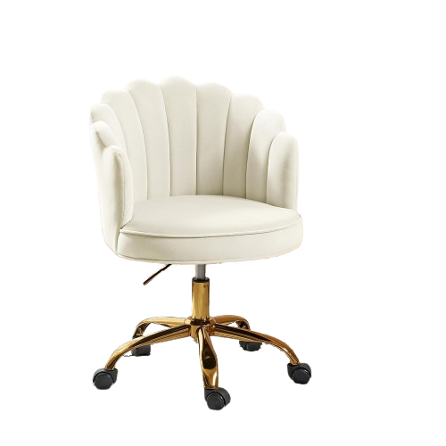 Velvet Schelp Bureaustoel in Crème