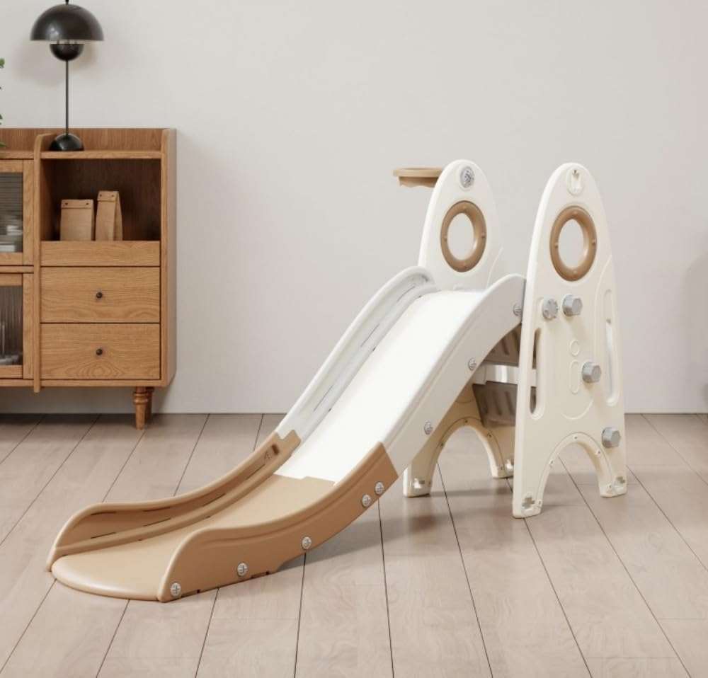 Glijbaan Robuust Rond crème bruin kunststof peuterspeeltoestel binnen en buiten gebruik