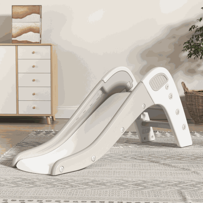 Glijbaan Peuter Modern wit/grijs kunststof glijbaan voor binnen en buiten speelgoed kinderen 1-5 jaar