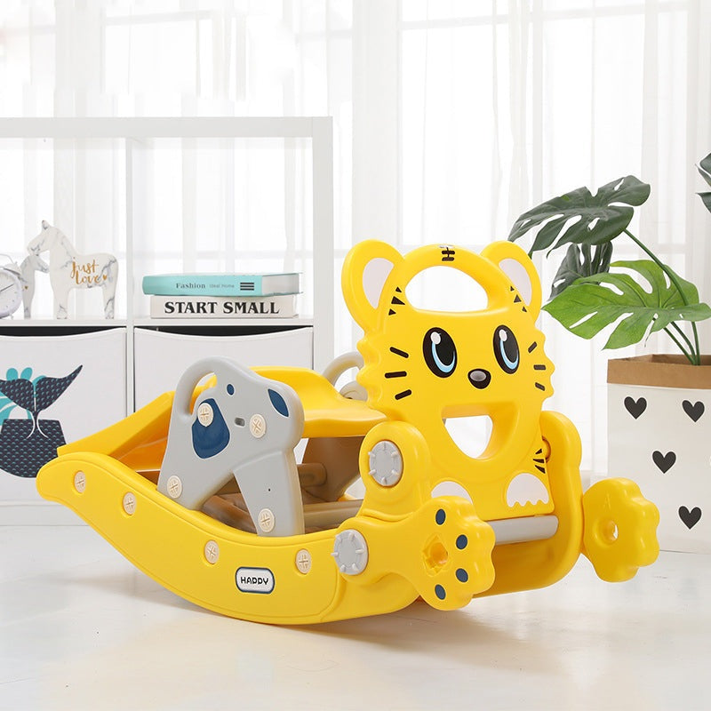Kinder Hobbeldier Geel 2-in-1 hobbelpaard en glijbaan voor peuters