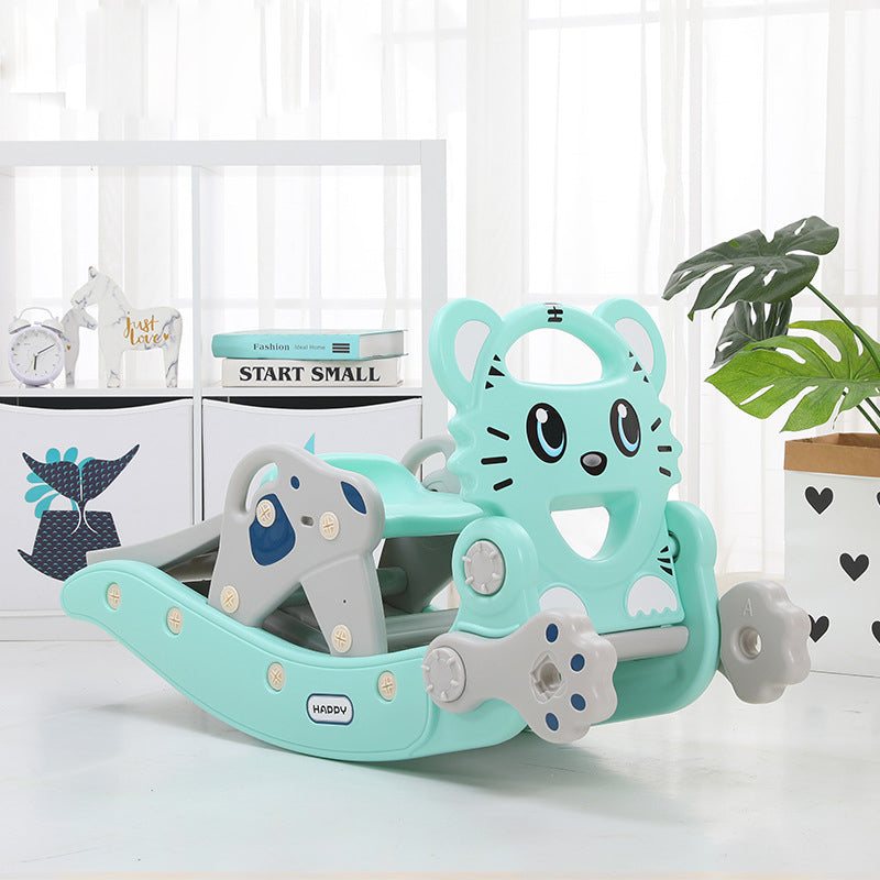 Russle Hobbelfiguur mint groen tijger 2-in-1 hobbelpaard en glijbaan voor kinderen