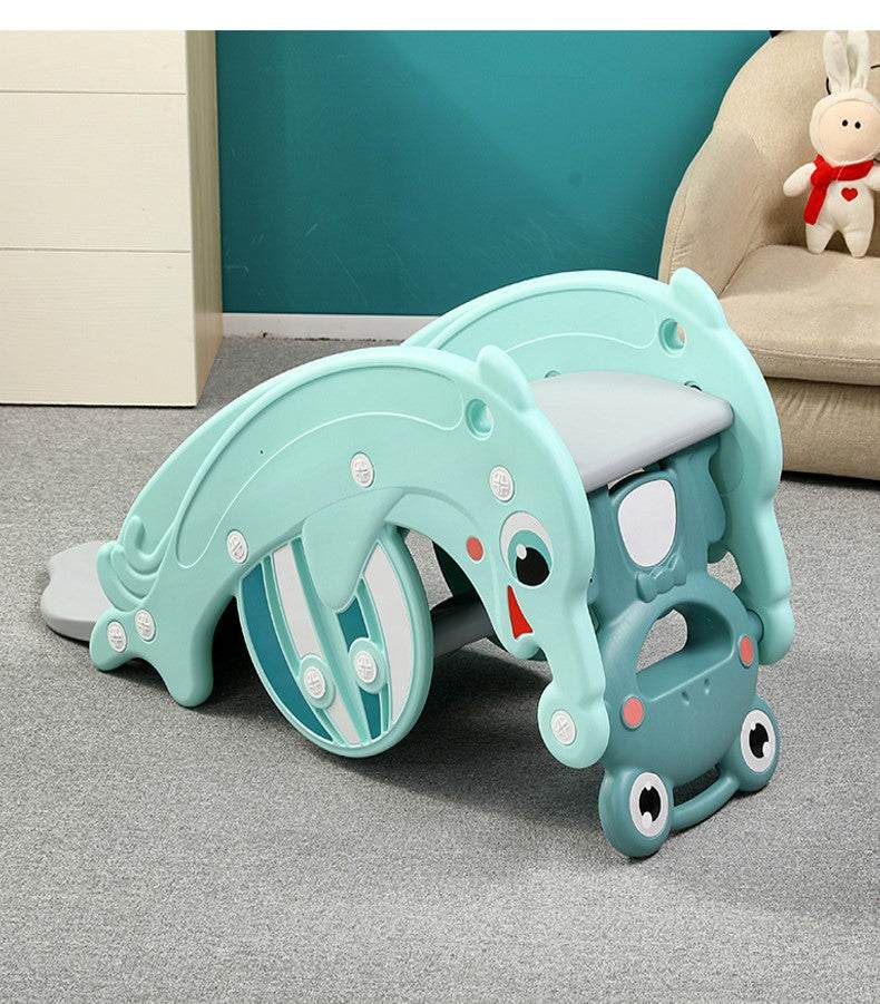 Hobbeldier Mint Groen kikker-dolfijn 2-in-1 hobbelpaard en glijbaan voor kinderen