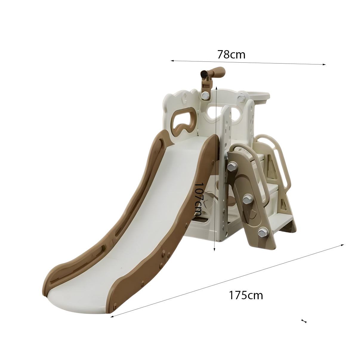 Speeltoestel Toren 3 in 1 crème/bruin kinder glijbaan indoor outdoor kunststof 175x78x107 cm