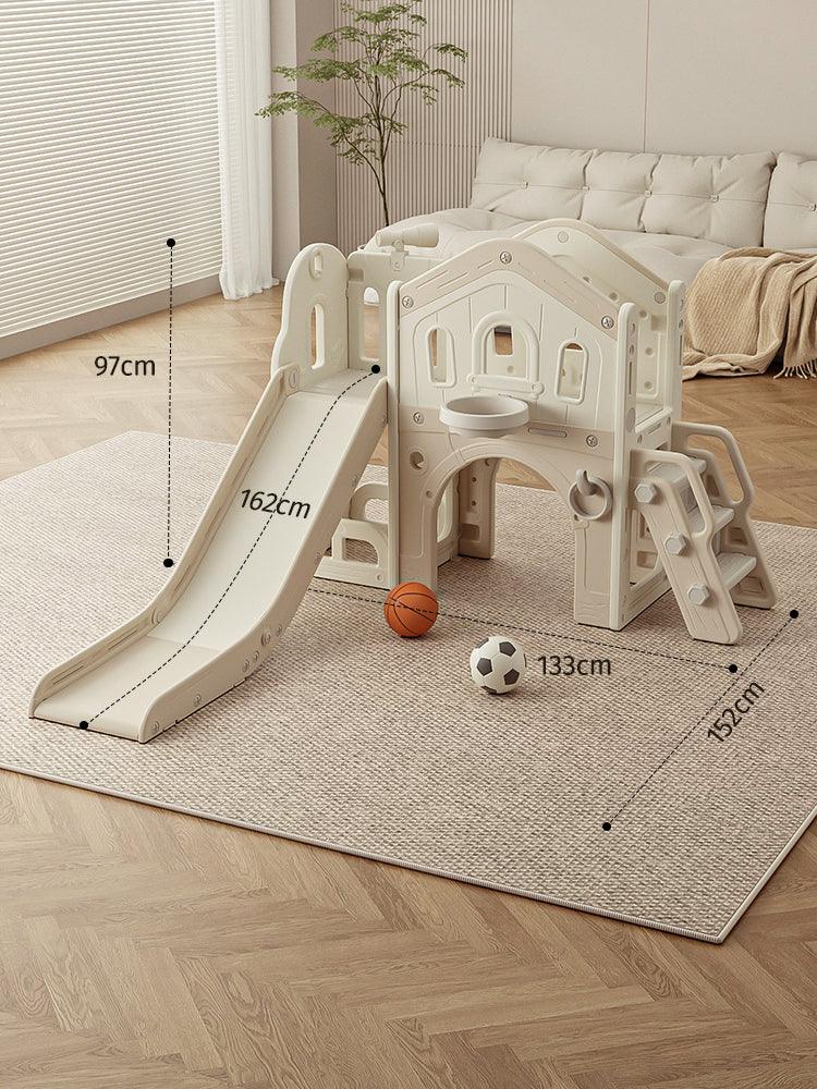 Speeltoestel Toren 3 in 1 Nature beige/créme kinderspeeltoestel met glijbaan geschikt voor binnen en buiten in de tuin