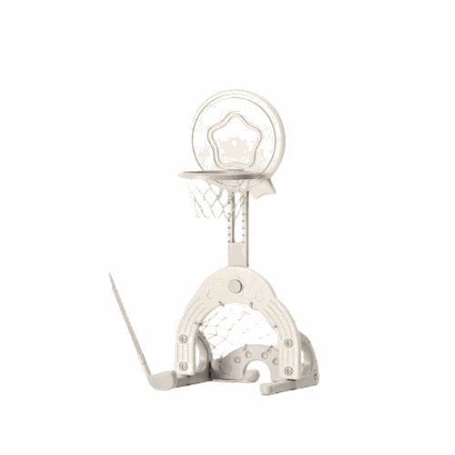 Witte Basketbalstandaard Ster met goaltje, golfstick en 3 ballen voor binnen en buitengebruik, verstelbaar en duurzaam kunststof