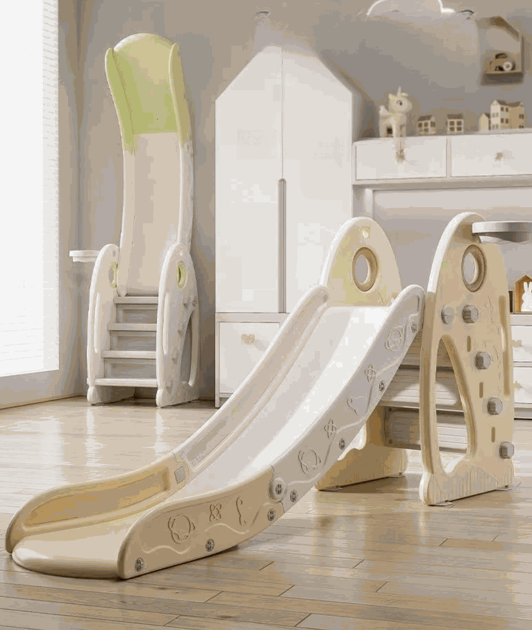 glijbaan xl inklapbaar crème beige groot inklapbaar speeltoestel voor binnen en buiten kinderen peuters kleuters veilig kunststof