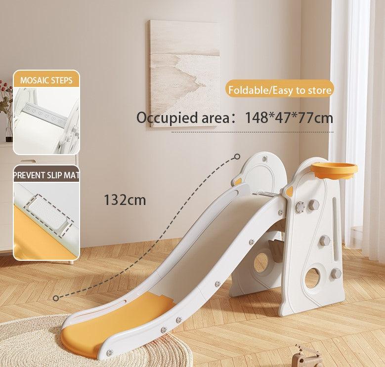 Glijbaan Robuust Peuter Kleuter geel crème opvouwbare kunststof glijbaan voor binnen en buiten met antislip treden