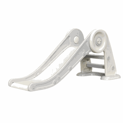 Wit/grijze inklapbare glijbaan luxe voor peuters, geschikt voor binnen en buiten, duurzaam kunststof