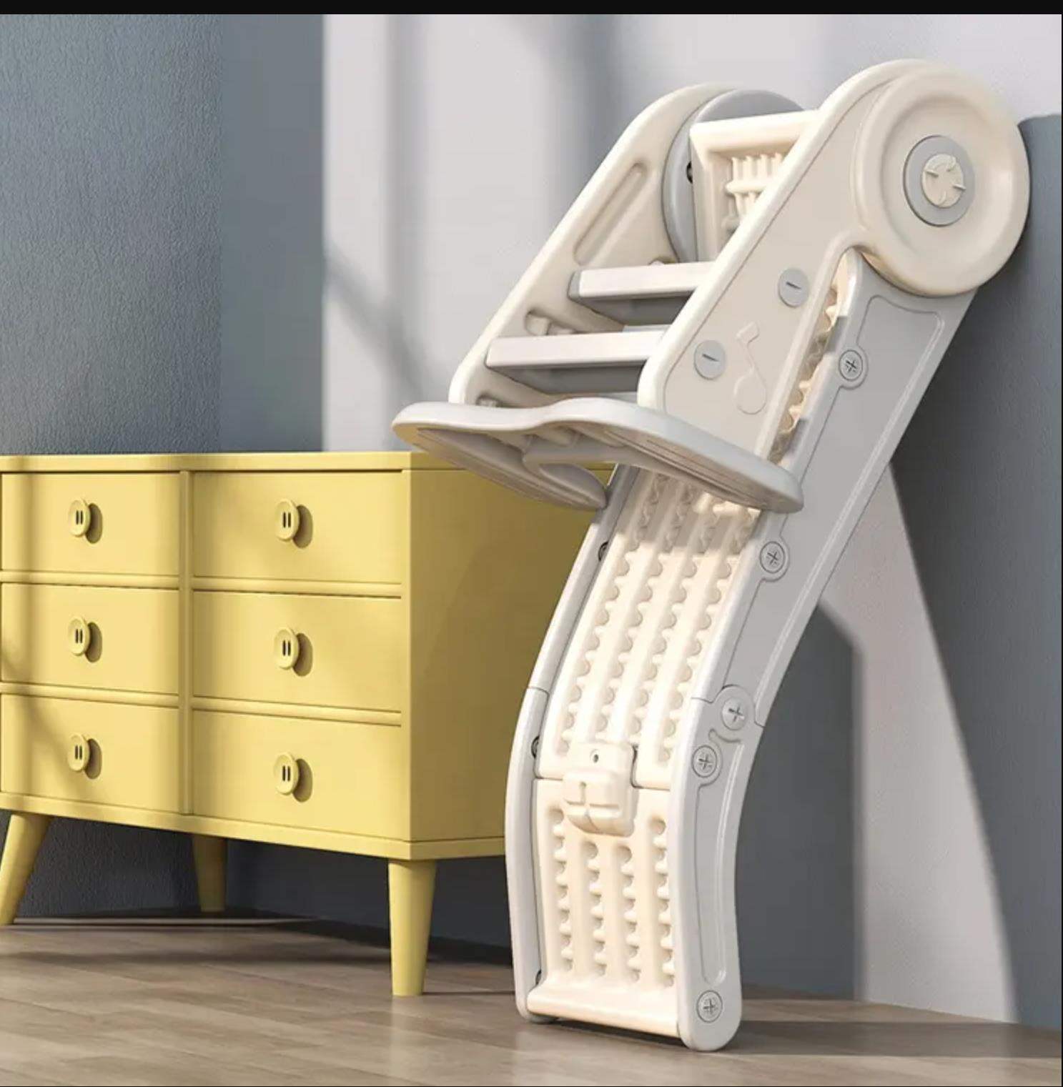 Glijbaan Luxe Inklapbaar wit/grijs duurzaam kunststof inklapbare peuters glijbaan voor binnen en buiten