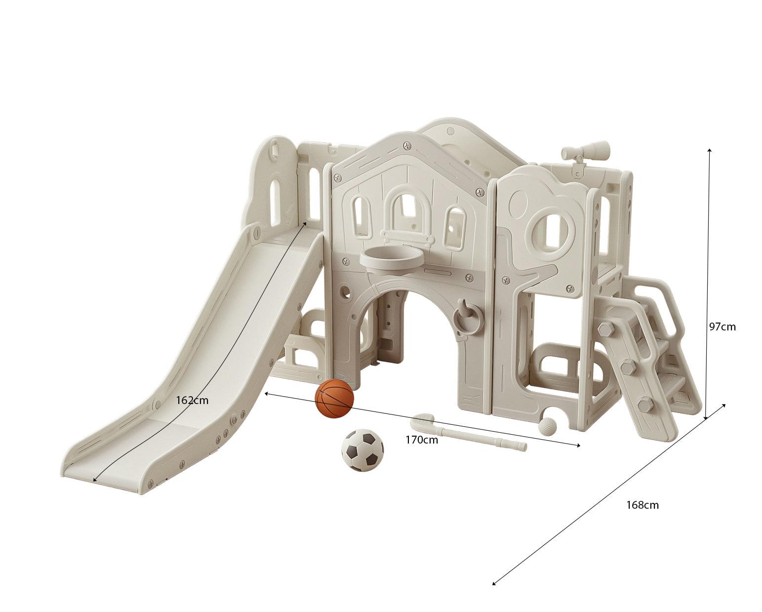 Speeltoestel Toren Luxe Nature Grijs met glijbaan voor binnen en buiten
