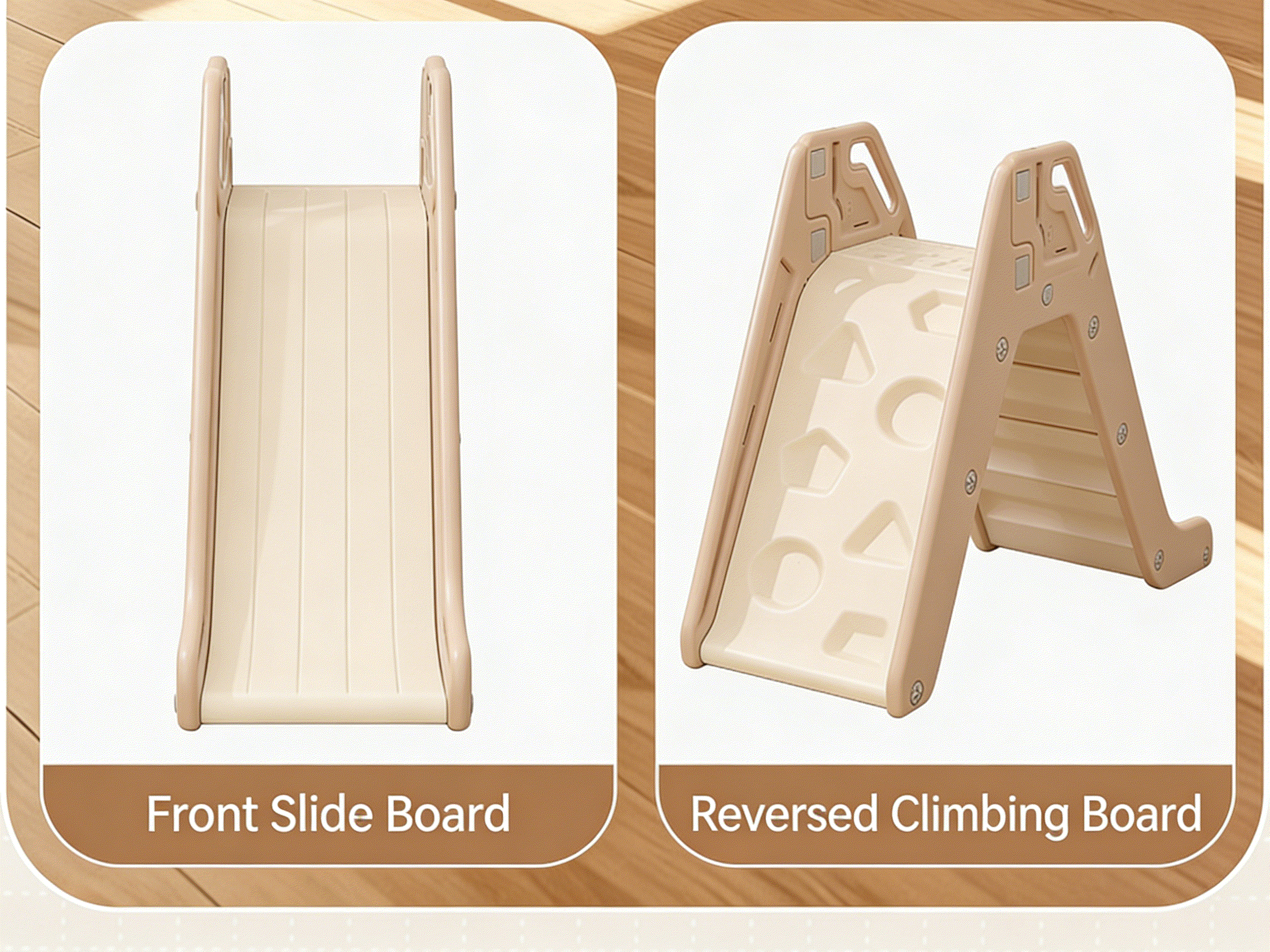 Speelhuisje voor kinderen beige met glijbaan en speelmat voor binnen en buiten spelen