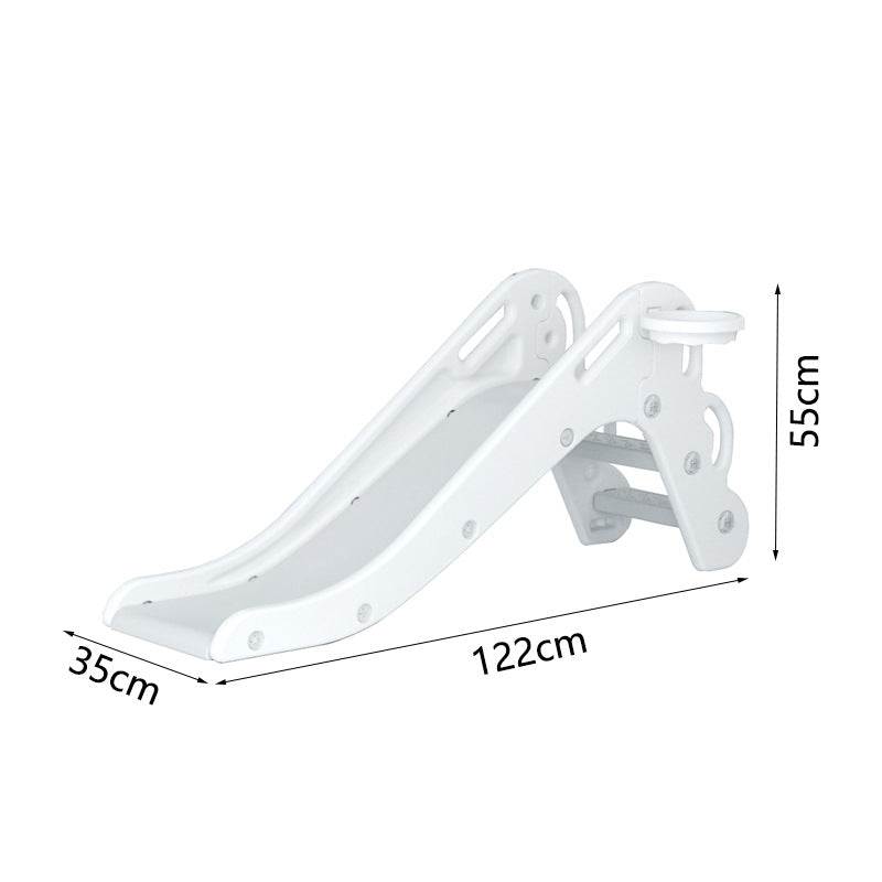 Glijbaan Peuter Nordic witte kunststof glijbaan voor binnen en buiten, afmetingen 122x35x55 cm, met antislip treden, geschikt voor kinderen 1-5 jaar