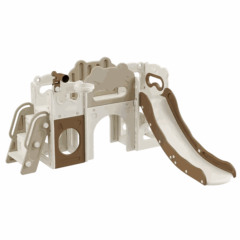 Speeltoestel Kasteel XL crème bruin kunststof speeltoestel met glijbaan voor binnen en buiten kinderen 3-5 jaar