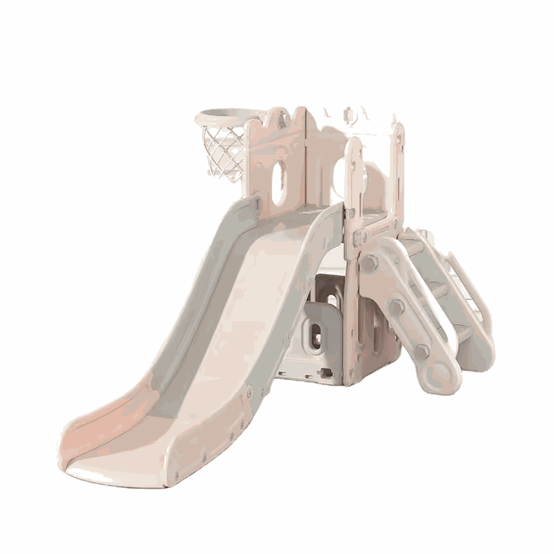 Speeltoestel Toren 3 in 1 roze kinder glijbaan en basketbalring voor binnen en buiten speelplezier