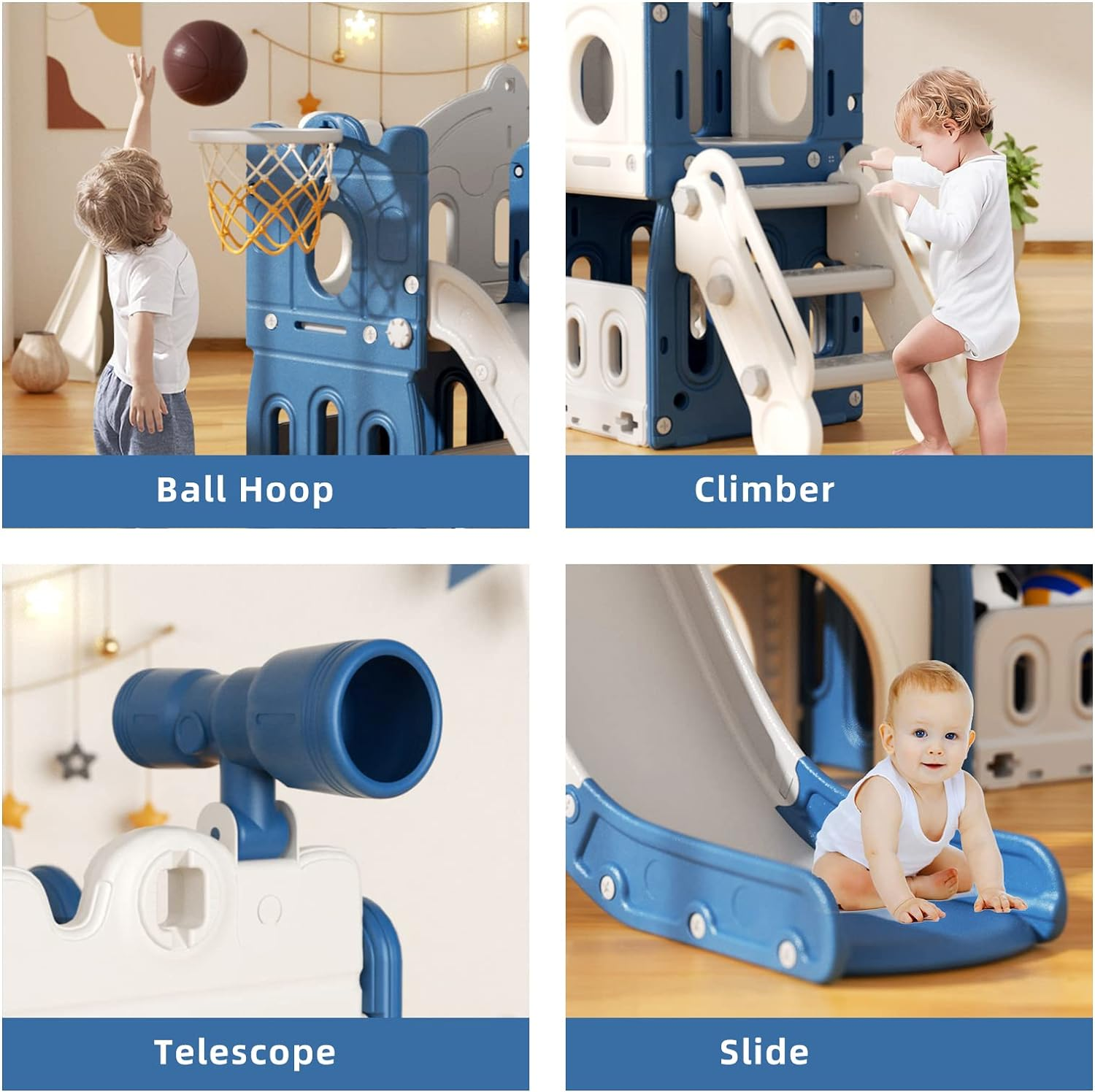Speeltoestel Toren 3 in 1 Blauw glijbaan