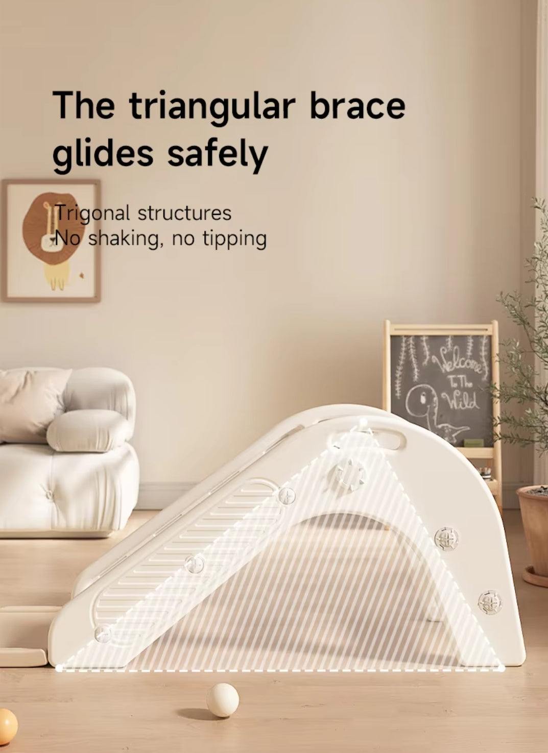 Glijbaan Peuter Basic crème/beige kunststof glijbaan voor peuters binnen en buiten met antislip treden