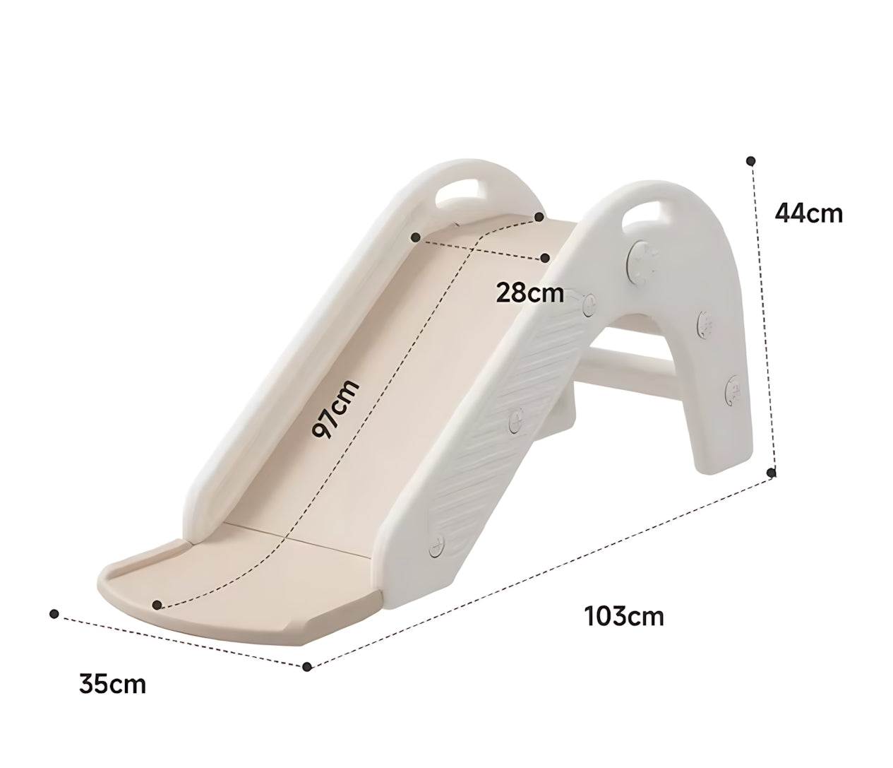 Glijbaan Peuter Basic crème beige kunststof glijbaan voor binnen en buiten kinderen 1-3 jaar