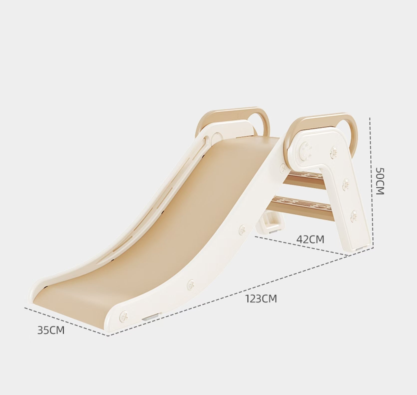 Glijbaan Modern Opvouwbaar Peuter Kleur Beige Creme Wit Zand met afmetingen