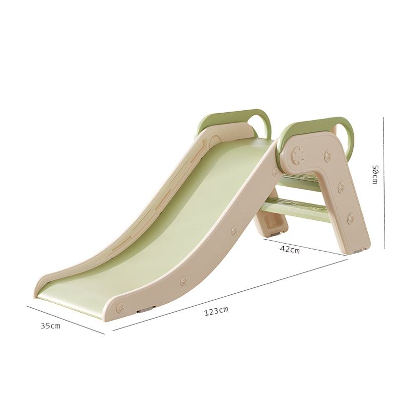 Compact inklapbare Glijbaan Peuter Modern in army groen voor binnen en buiten, 123x50x42 cm, duurzaam kunststof with antislip treden.
