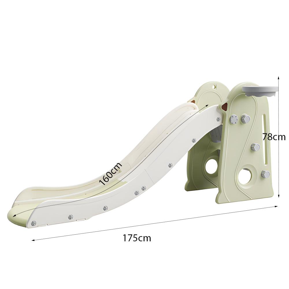 Glijbaan Robuust Peuter Kleuter army groen/crème kunststof opvouwbare glijbaan voor binnen en buiten 175x47x78 cm