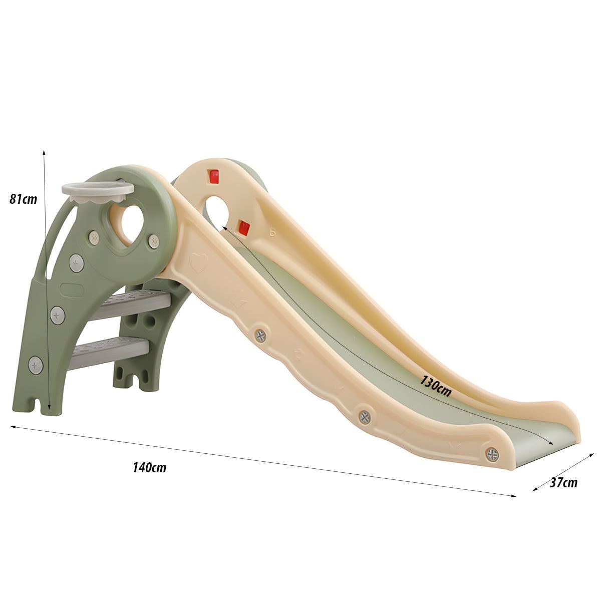 Glijbaan Peuter Army groen kunststof glijbaan voor kinderen 1-5 jaar met antislip treden 140x37x81 cm