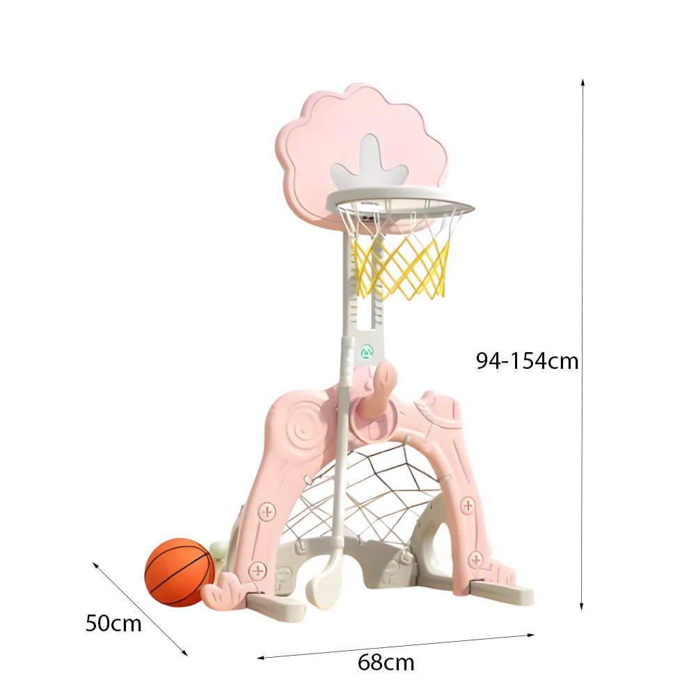 Basketbalstandaard Boom- Roze met goaltje, golfstick en 3 ballen
