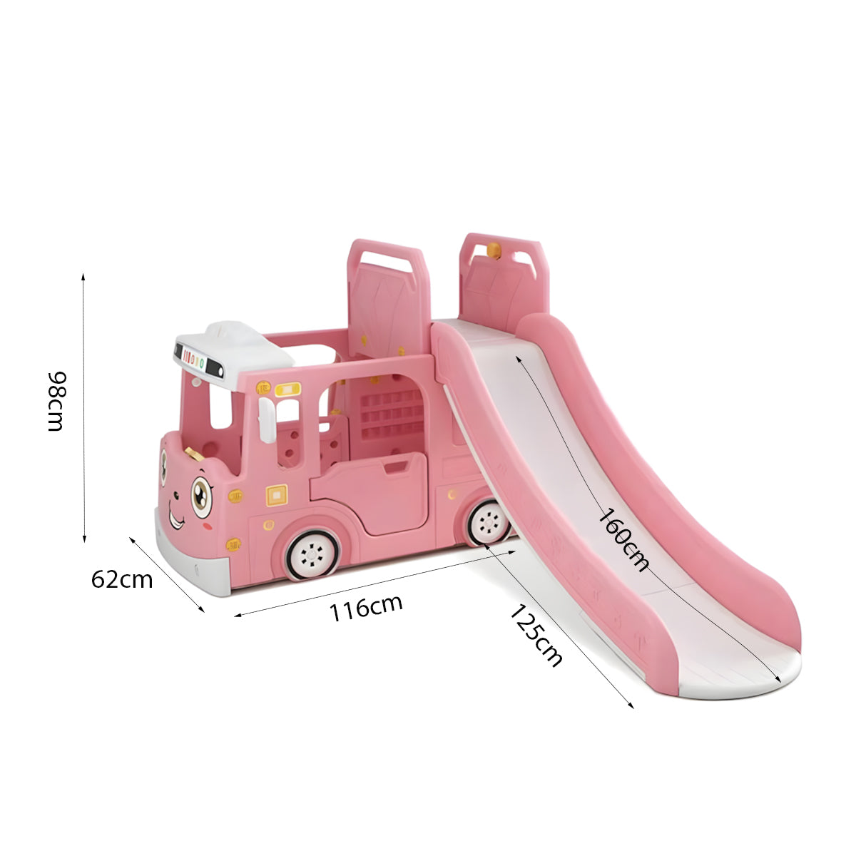 Speeltoestel Peuter Busje Robuust Roze met glijbaan