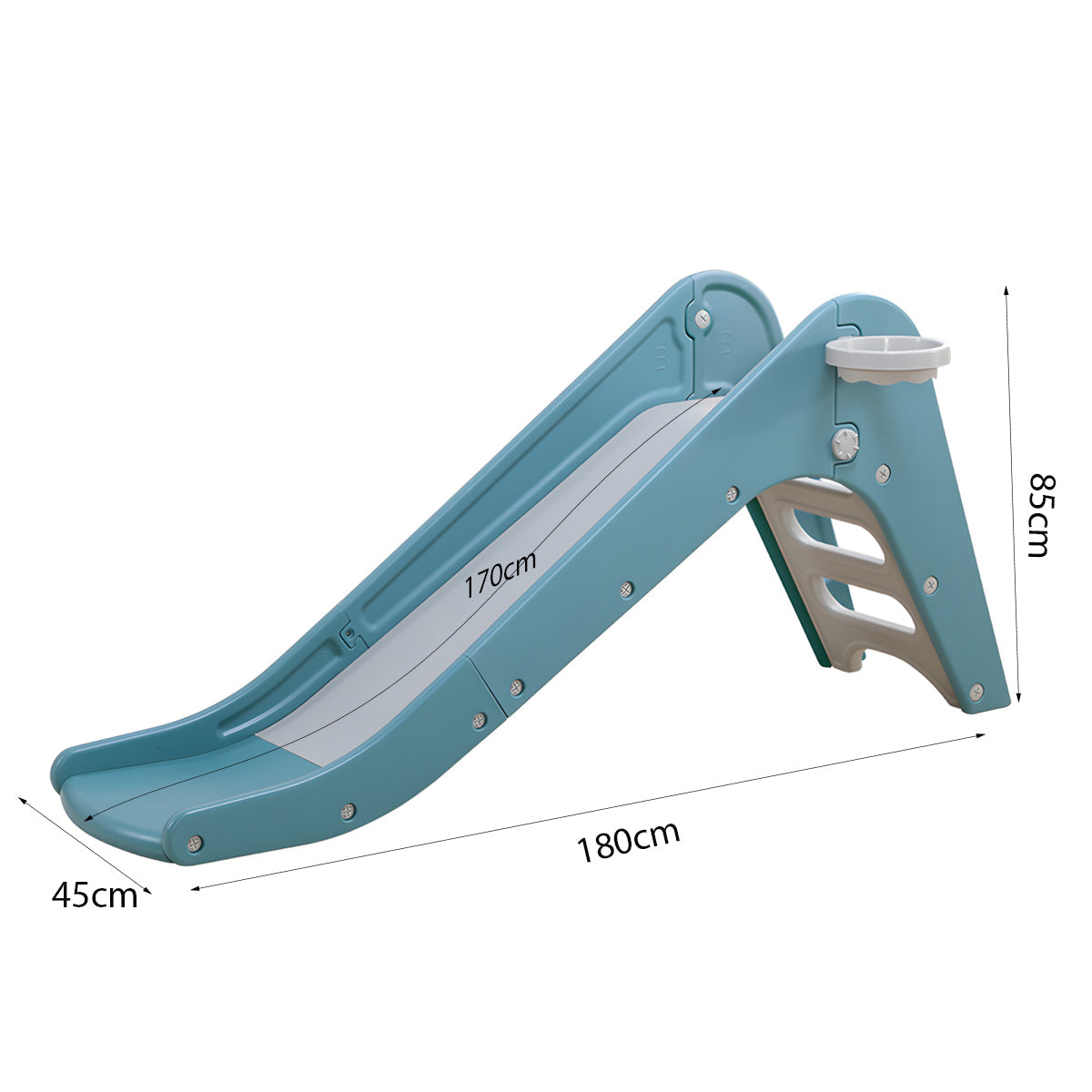 Glijbaan Kleuter Nordic blauw XL extra lange kunststof glijbaan voor binnen en buiten gebruik