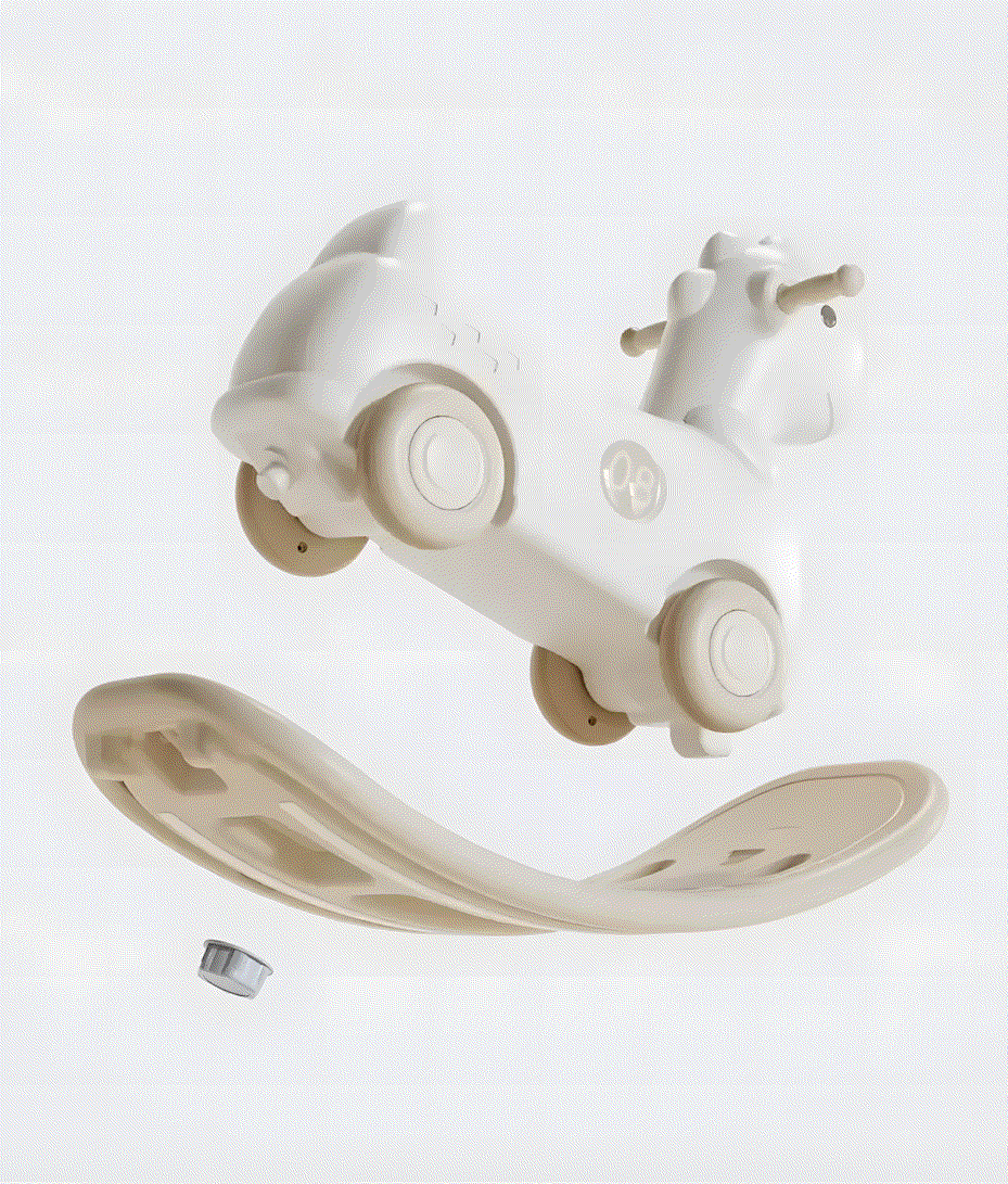 Hobbeldier Loopwagen Basic Beige/Créme multifunctioneel speelgoed, hobbeldier en loopwagen voor kinderen 1-3 jaar, duurzaam kunststof, geschikt voor binnen en buiten gebruik