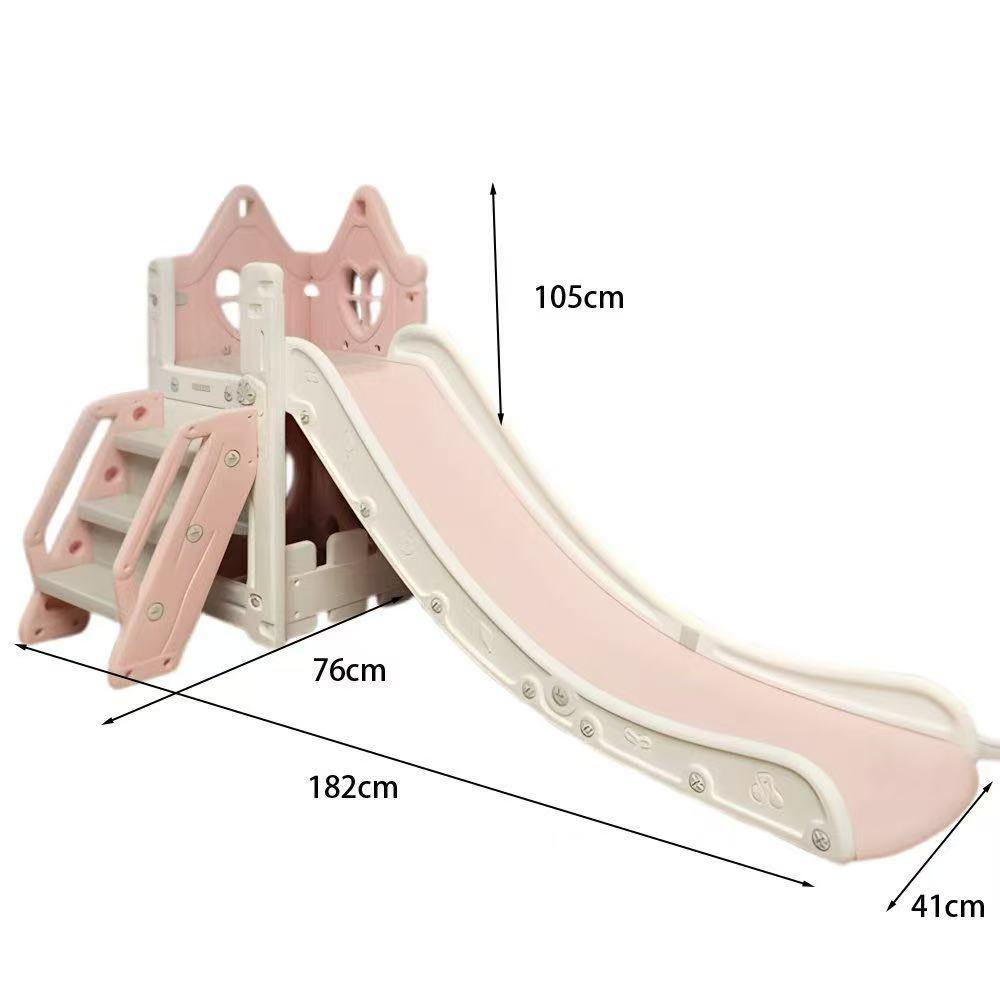 Roze Speeltoestel Toren Huis met glijbaan voor kinderen 1-5 jaar, duurzaam kunststof, 182x76x105 cm