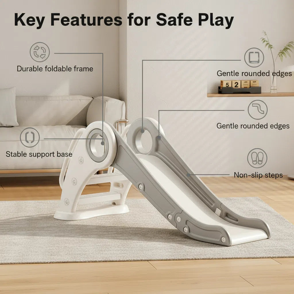 Glijbaan Peuter Inklapbaar Wit/Donkergrijs voor binnen en buiten